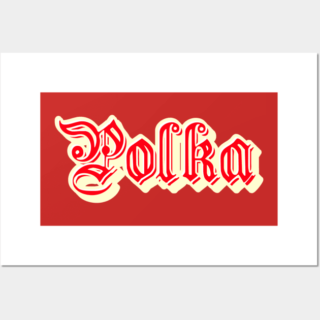 Polka Old Style Lettering Red and Cream Wall Art by Eleven-K